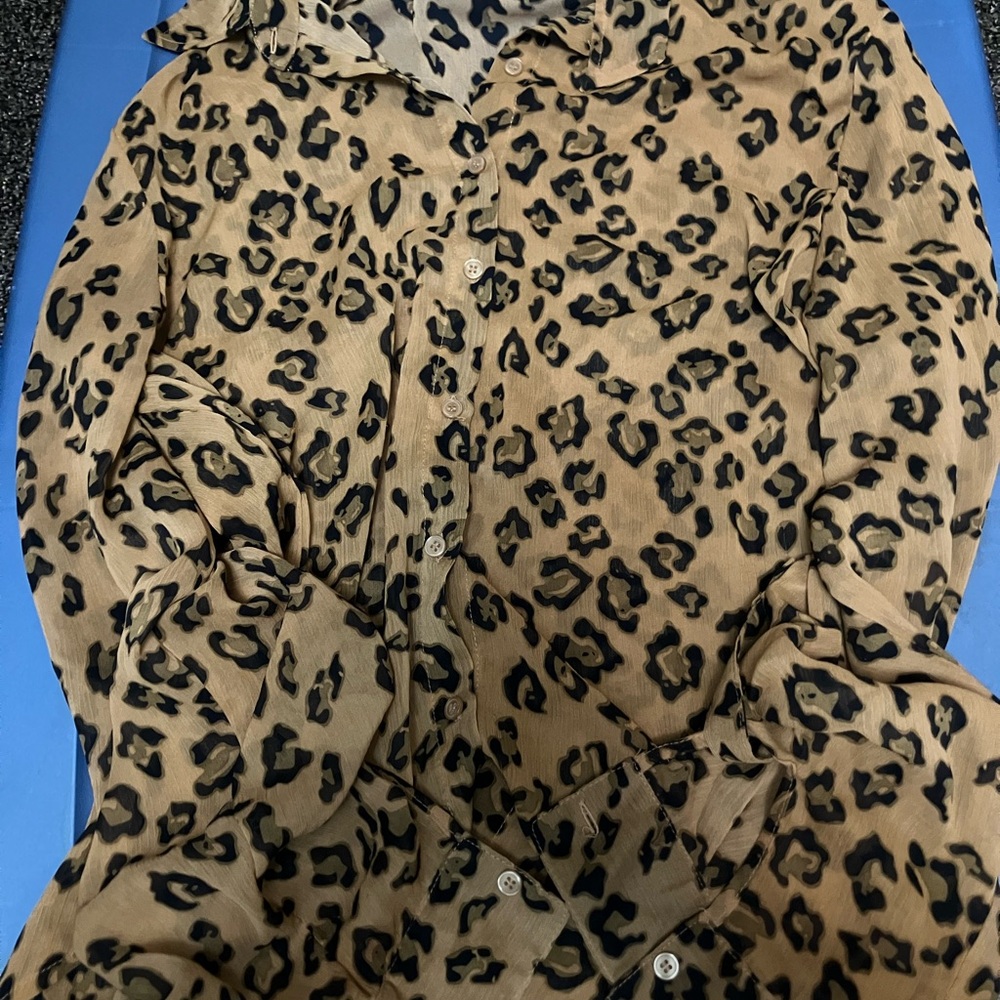 Leopard Print Button-Up Blouse
